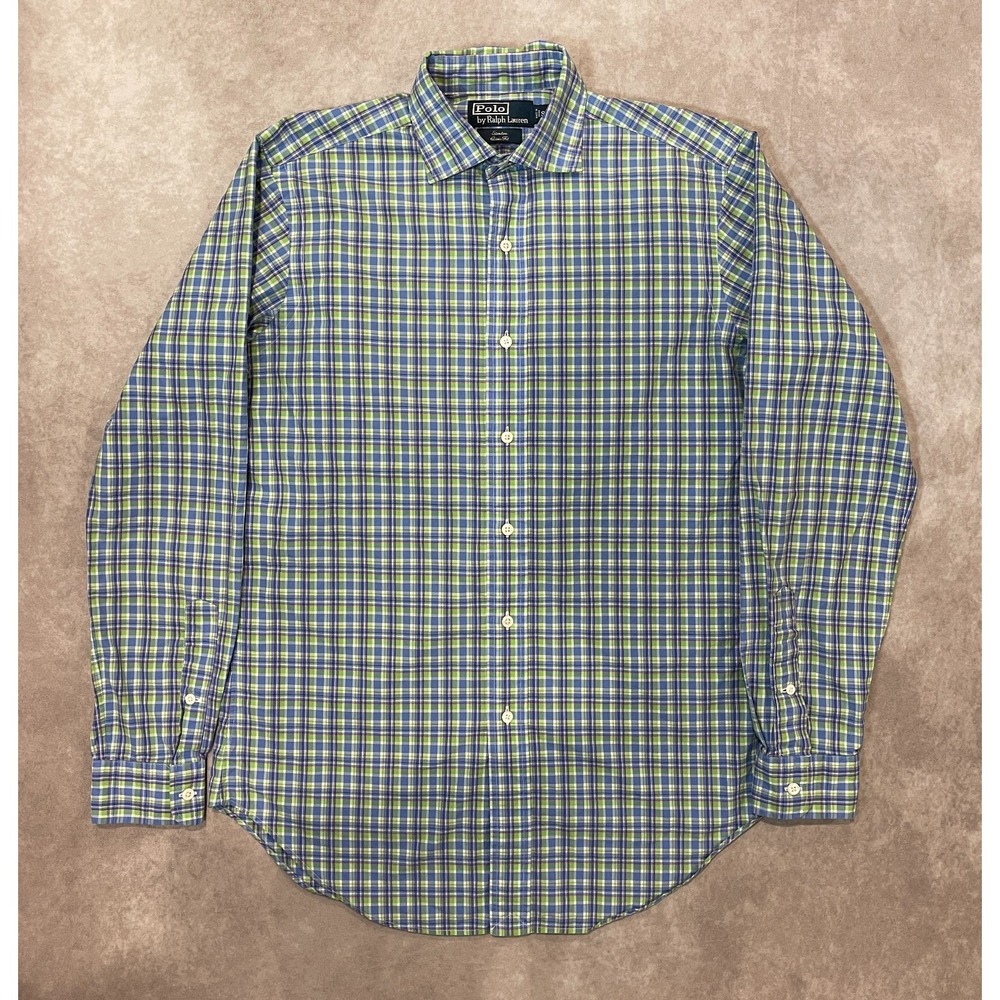 VTG Polo Ralph Lauren Stanton Shirt Mens Small Blue Button Up Long Sleeve Plaid